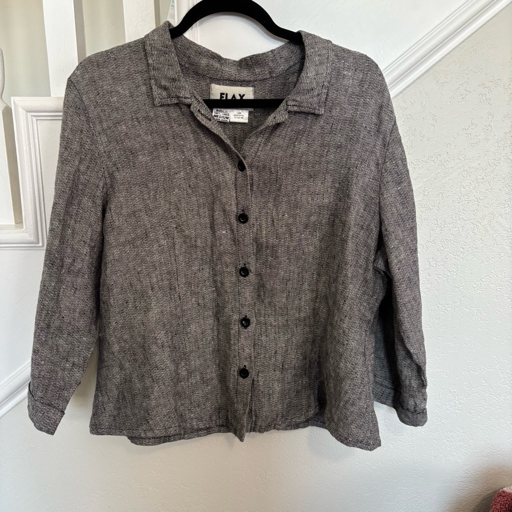 FLAX 100% Linen Button-Up Shirt Jacket